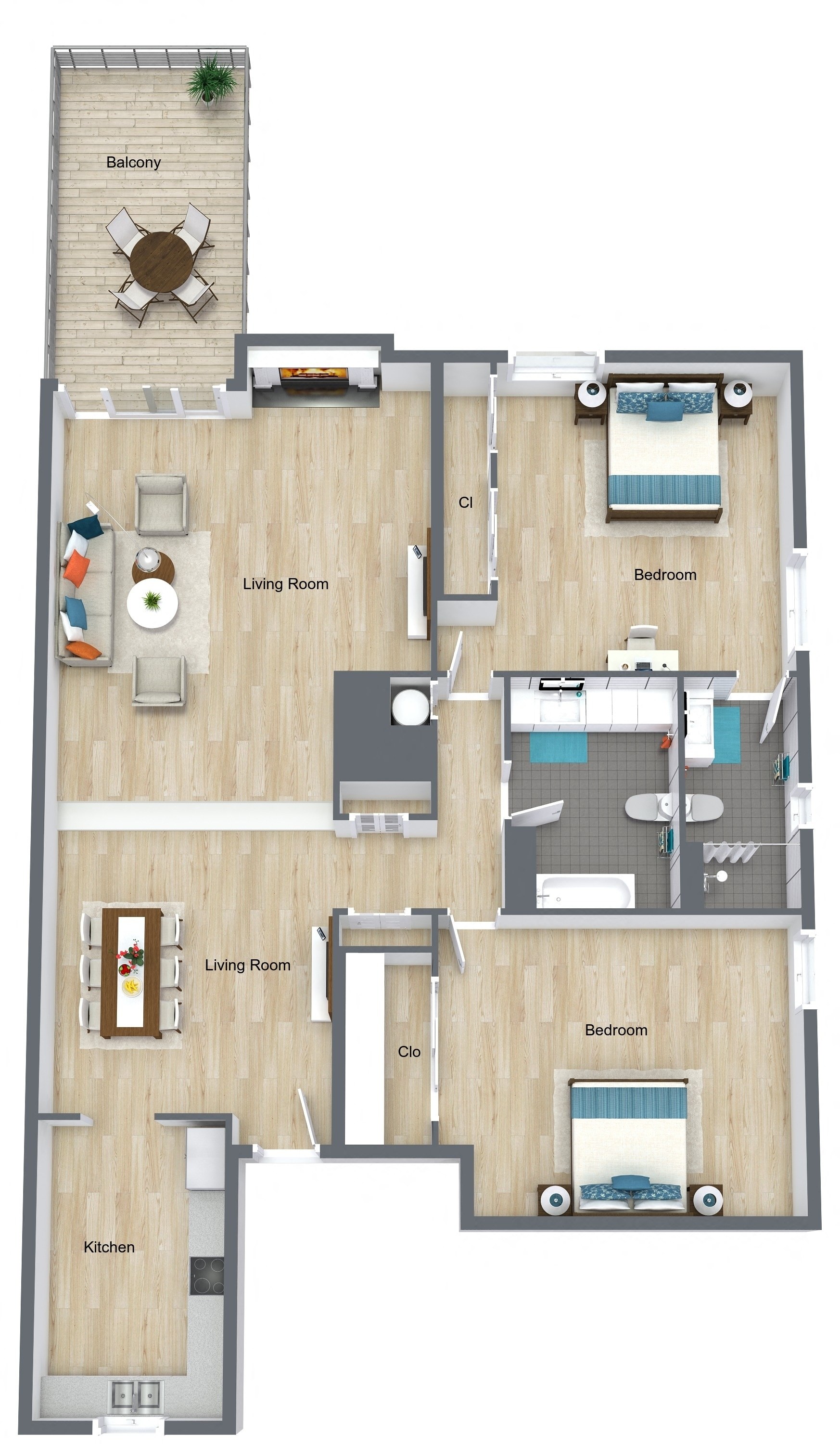 Floor plan layout diagram for 2x2 E Elite